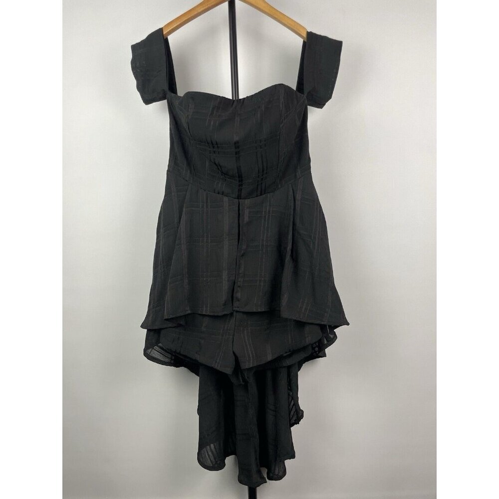 Selfie‎ Leslie Black Jessa Hi-Low Chiffon Flowy Summer Brunch Romper Size M